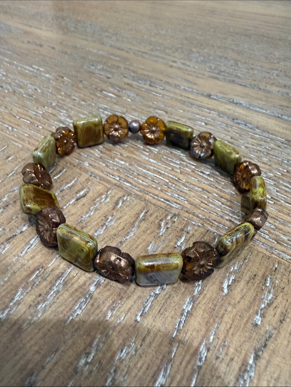 Czech Glass Hand Beaded Bracelet